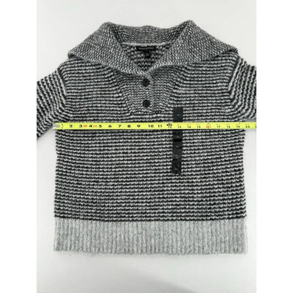 Banana Republic Sweater Sz XS Johnny Collar Wool Striped Preppy Old Money​ - Picture 9 of 14